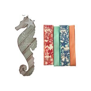 Salty and Happy Seahorse Summer Wreath Supply Kit Box Mesh Ribbon Sign Bundle